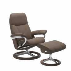 Stressless Consul Medium Chair and Footstool with Signature Base