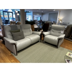 Stressless Mary 2 Seater Power Recliner Sofa and Power Recliner Chair in Paloma Misty Grey Leather