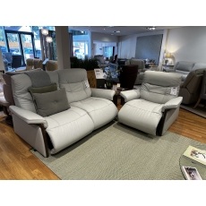 Stressless Mary 2 Seater Power Recliner Sofa and Power Recliner Chair in Paloma Misty Grey Leather