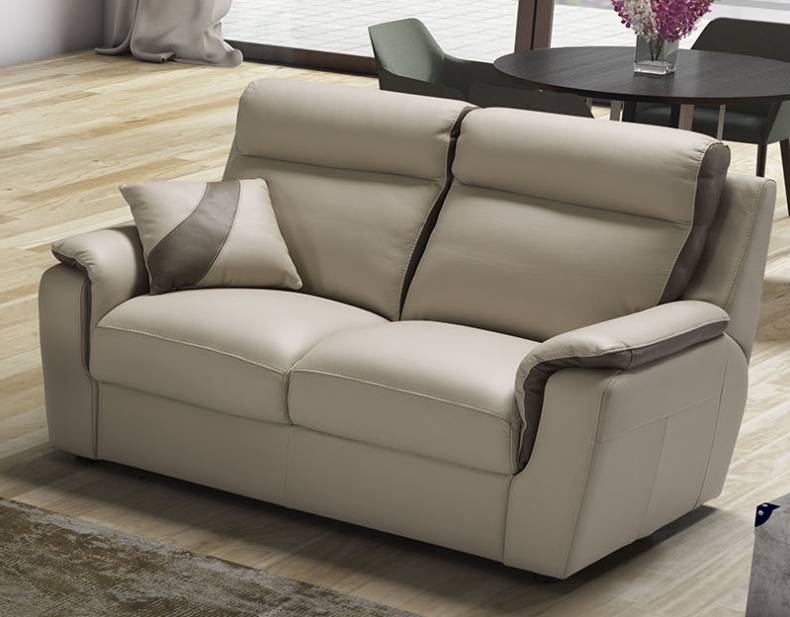 Rimini 2 Seater Sofa In Leather, Two Tone Leather Recliner Sofa Bed