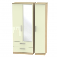 Mayfair Triple 2 Drawer Mirror Wardrobe