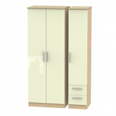 Mayfair Tall Triple Plain + Drawer Wardrobe