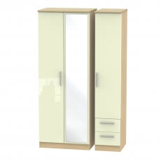 Mayfair Tall Triple Mirror + Drawer Wardrobe