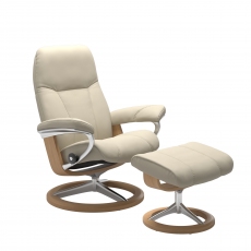Stressless Consul Large Chair and Footstool with Signature Base