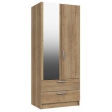 Waterfall 2 Door 2 Drawer Mirrored Wardrobe