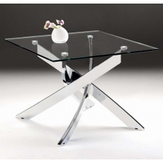 Athena Glass Lamp Table with Chrome Base