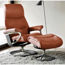 Stressless View Small Chair & Footstool - Signature Base