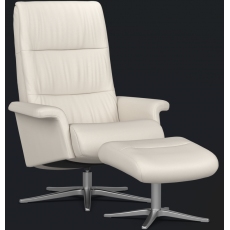 IMG Space Leather Swivel Recliner Chair with Footstool