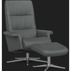 IMG Space Leather Swivel Recliner Chair with Footstool