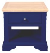 Navy Blue and Oak Lamp Table with Drawer