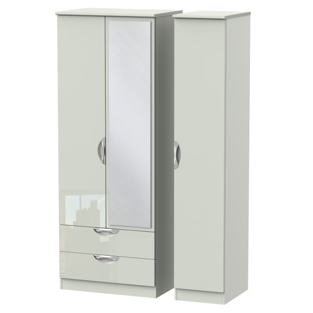 Derwent Tall 2 Drawer Mirrored Triple Robe