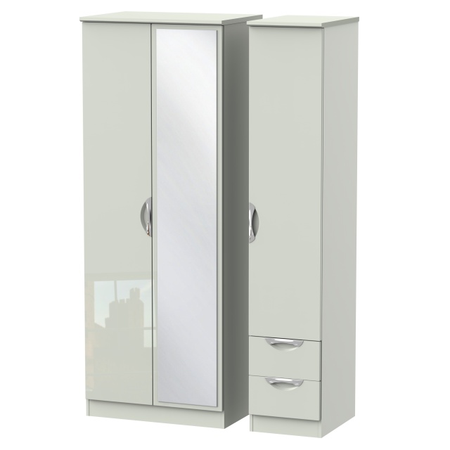 Derwent Tall 2 Drawer Mirrored Triple Robe