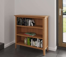 Newton Oak Finish Small Wide Bookcase