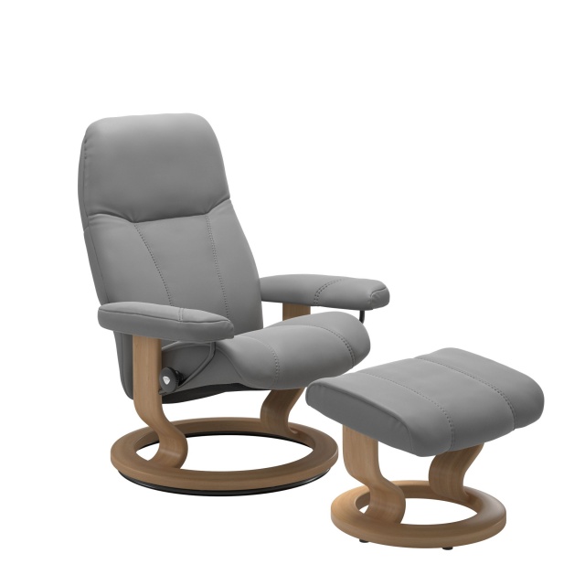 Stressless Consul Small Chair and Footstool with Classic Base