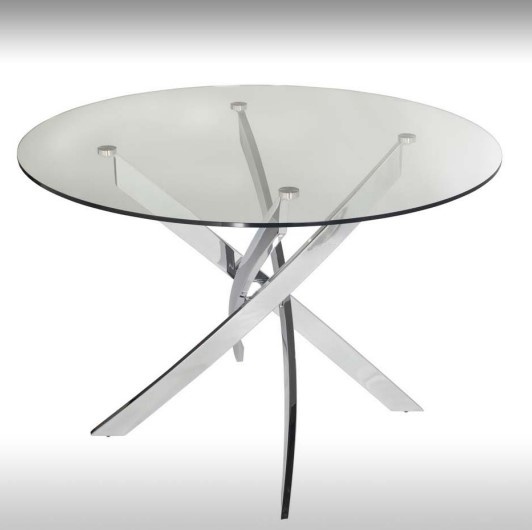Athena Glass Dining Table with Chrome Base