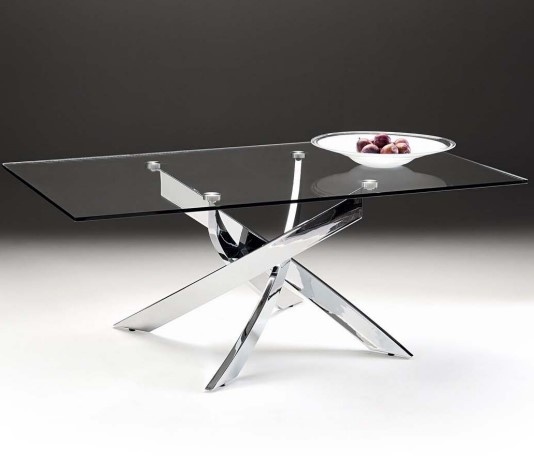 Athena Glass Coffee Table with Chrome Base