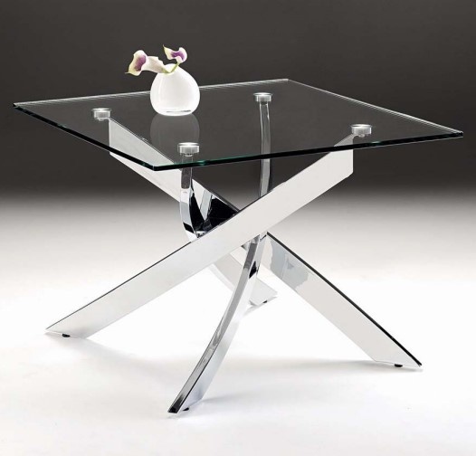 Athena Glass Lamp Table with Chrome Base