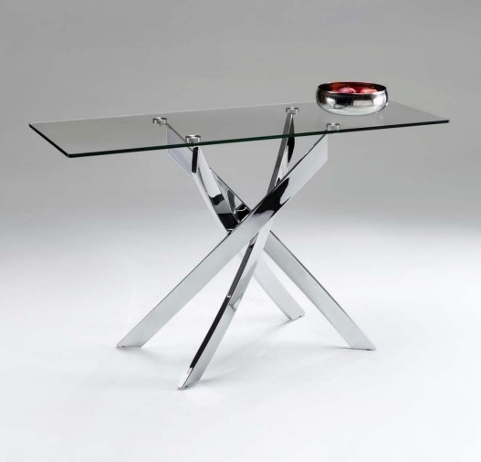 Athena Glass Console Table with Chrome Base