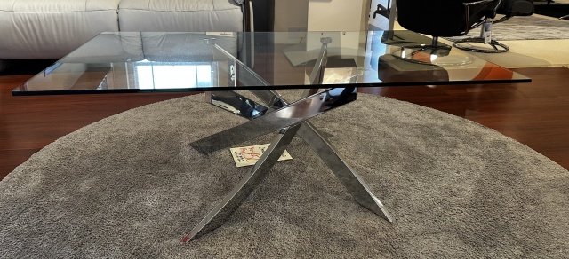 Centrepiece Athena Glass Coffee Table with Chrome Base