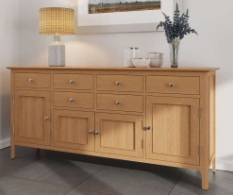 Newton Oak Finish 4 Drawer Sideboard