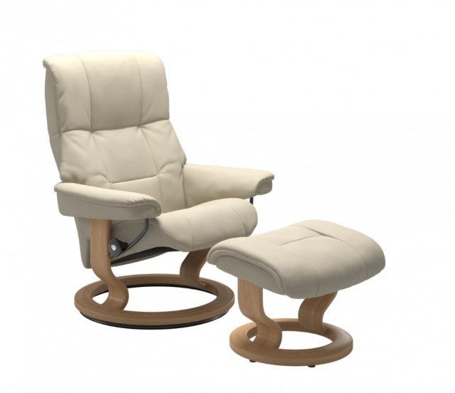 Stressless  Mayfair Large Chair and Footstool with Classic Base in Batick Cream
