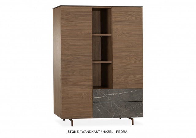 Sloane Display Cabinet with Pedtra Stone Drawers