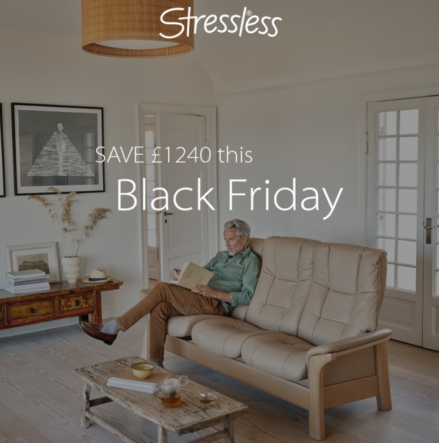 Stressless Windsor Chair, 2 Seater Sofa and 3 Seater Sofa Black Friday Promotion