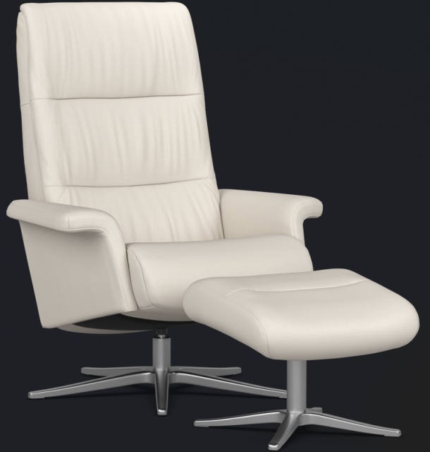 IMG Space Leather Swivel Recliner Chair with Footstool