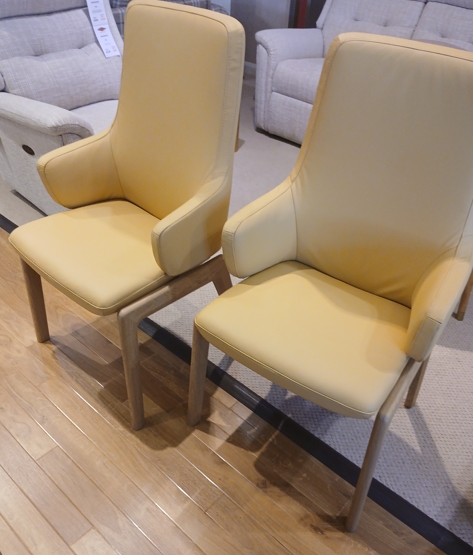Stressless PAIR of Vanilla High Back Dining Chairs