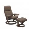 Stressless Consul Large Chair and Footstool with Classic Base