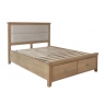 Paris  Bed with Fabric Headboard and Drawer Footboard in Oak Finish
