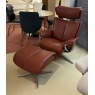 Stressless Medium Magic Recliner Chair and Footstool in Paloma Dark Henna and Cross Base